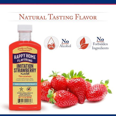 Happy Home Imitation Strawberry Flavoring, Non-Alcoholic, Certified Kosher - 7 oz