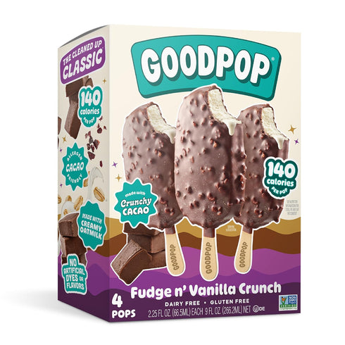 GOODPOP - Dairy Free Fudge N' Vanilla Crunch Bars - Non-GMO, Gluten