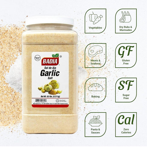 9.5 Badia Garlic Salt, Pound Perfect for Cooking, Grilling & Marinades, Premium Quality, Food Service Size