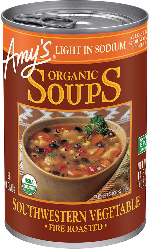 Amy's Soup, Organic Fire Roasted Vegetable with Black Beans, Light in Sodium,