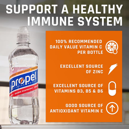 Immune 3 Pack, 16 Oz (Pack 12) Propel Support with Vitamin C + Zinc, Flavor Variety Fl