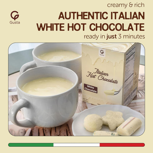 10 Packets Italian White Hot Chocolate Sweet & Creamy Cocoa Drink Mix - Authentic Made in Italy - Festive Hot Cocoa
