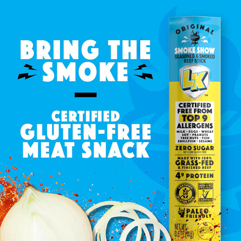 (Pack 24) 0.5 oz 9 Lorissa's Kitchen Smoke Show Seasoned & Smoked Mini Beef Sticks - of Meat Sticks - Ready to Eat