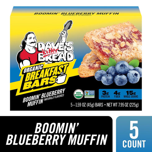 5 Count Dave's Killer Bread Boomin' Blueberry Muffin Naturally Flavored Organic Breakfast Bars