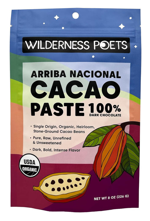 Wilderness Poets Organic Cacao Paste - Made from Stone Ground, Raw 100%