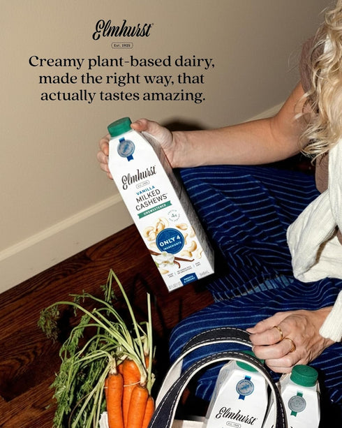 1925 32 (Pack 6) Elmhurst Vanilla Cashew Milk Unsweetened - Ounce of Dairy-Free, Vegan, Kosher, Shelf Stable Milk Made