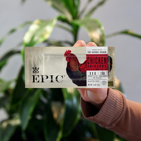 4 5.2 oz EPIC Chicken Sriracha Bar, Keto and Paleo Friendly, Protein Bars, Ct