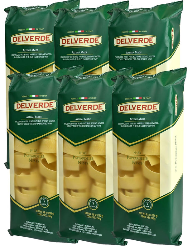 Delverde Artisan Made Pappardelle Nests Certified Kosher 8.8oz 6 pack
