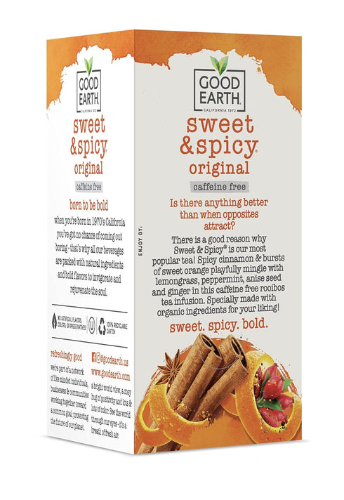 18 Organic Sweet & Spicy Herbal Caffeine Free Good Earth Teas Tea Bag