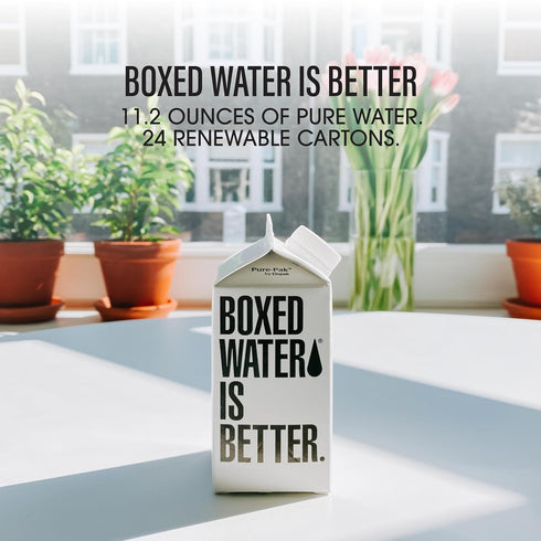 Boxed Water 11.8 oz. (24 Pack) – Purified Drinking Water in 92% Plant-Based Boxes – 100% Recyclable, BPA-Free