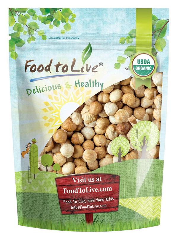 Food to Live Organic Blanched Roasted Hazelnuts, 12 Ounces Non-GMO, Dry Roasted