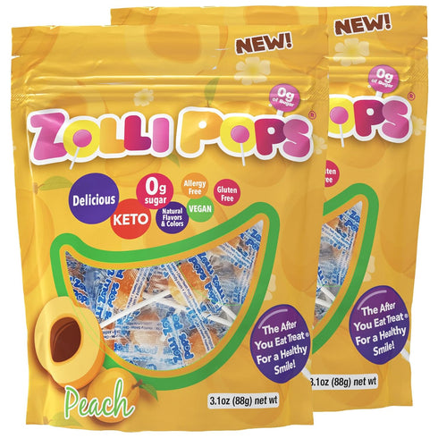 Zollipops Clean Teeth Lollipops, Peach Flavor, 6.2 Ounce - Sugar-Free Anti-Cavity Candy for a Healthy Smile