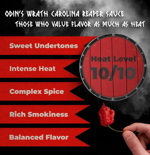 The Ragnarok Hot Sauce Company Odin’s Wrath Carolina Reaper Hot Sauce 5oz, Vegan Sauce with Fiery Blend of Peppers
