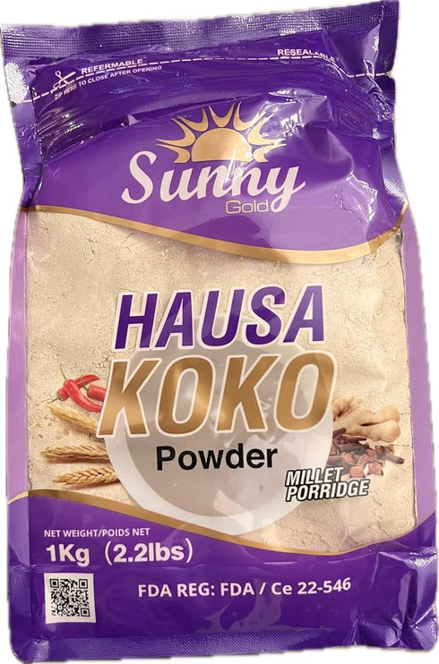 Sunny Gold Hausa Koko Millet Porridge Powder, Traditional African Breakfast Mix with Ginger and