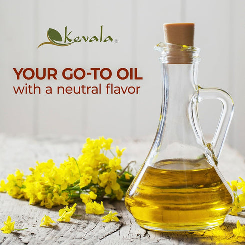 128 oz, 1 Kevala Canola Oil - Delicate Oil for Cooking and Baking with Mild Scent and Flavor, Made with Carefully
