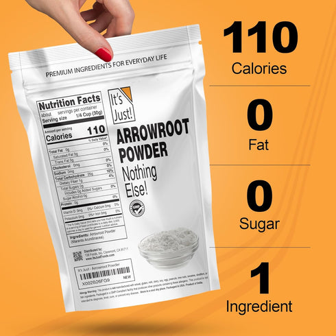 It's Just Arrowroot Powder, 8oz, Natural Thickener, Gluten-Free, Dairy-Free, Non-GMO, Cornstarch Substitute