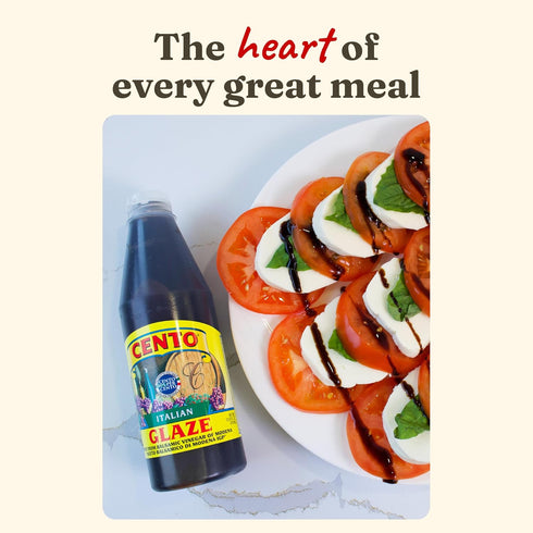 13.8 Oz, Cento Italian Balsamic Glaze, Grape Balsamic Vinegar of Modena, Made in Italy - Cooking Drizzle for Caprese