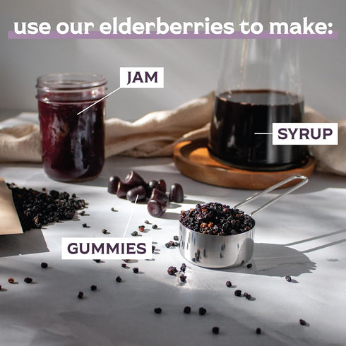 100% 1lb Immune 1 Certified USDA - Organic Dried Elderberries - Bulk - Non-Irradiated, Non-GMO, Wild Harvest, Whole