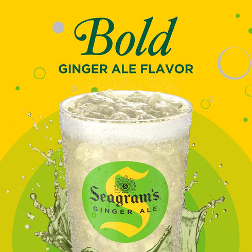 7.5 oz, 10 Pack Seagrams Ginger Ale Soda Soft Drinks, fl