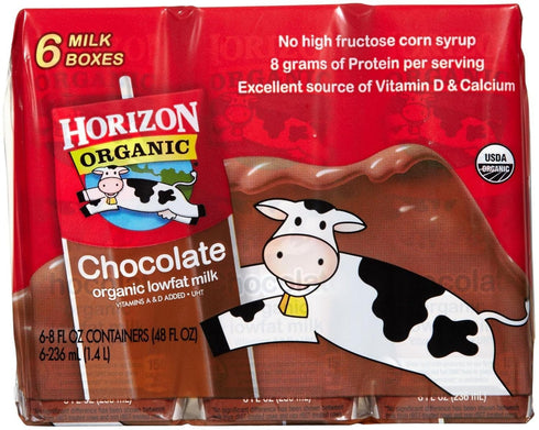 Horizon Organic, 1% Low Fat Milk, Chocolate, 8 Fl Oz, Pack of