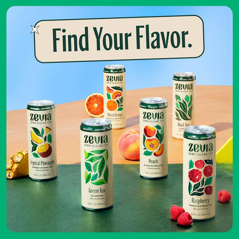 12 oz (12-Pack) Zevia Zero Sugar Tea, Earl Grey Tea Blood Orange, Cans Naturally Sweetened, Zero Calorie Sugar Free