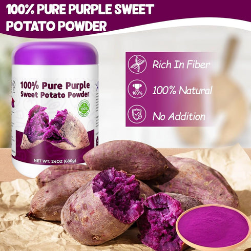 24oz (680g) Pack Purple Sweet Potato Powder - Natural Food Coloring for Baking, Drinks & SmoothiesUbe/Purple Yam