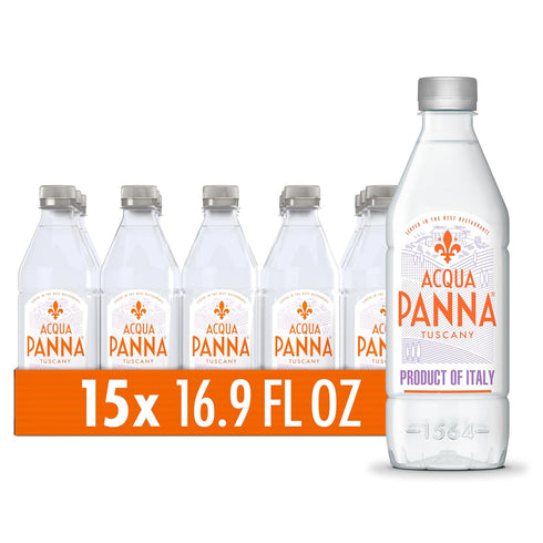 Acqua Panna Natural Spring Water, 16.9 Fl Oz (Pack of 15) Plastic