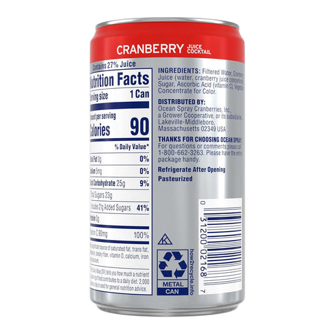 7.2 oz (Pack 24) Ocean Spray Cranberry Juice Cocktail, Cans