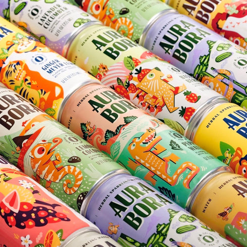 12 oz (Pack 12), 0 0 0 Aura Bora, Strawberry Basil Herbal Sparkling Water, Can of Calories, Sugar, Sodium, Non-GMO