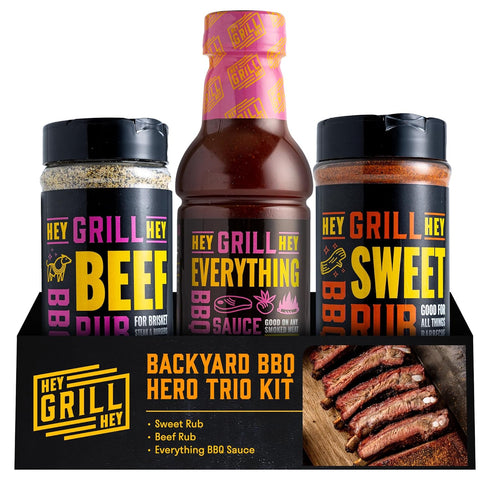Hey Grill Hey | BBQ Seasoning and Barbeque Sauce Gift Set |