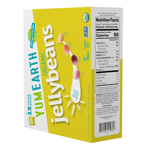 Packs, 7.5 oz. (Pack 15) YumEarth Organic Jelly Beans - Fruity Candy Snack Gluten Free Snacks for Kids - Allergy