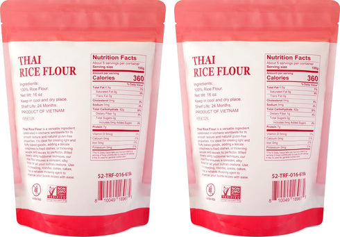 52USA 32 2 (Pack 2), Thai Rice Flour Ounce (Basic), Pound of Rice Flour for Baking or Cooking, Product of Thailand, All