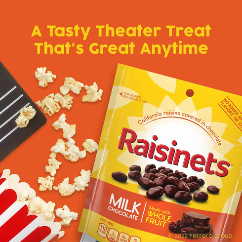8.0 oz 8 pack Raisinets, Milk Chocolate Covered California Raisins, Resealable Bag, Bulk