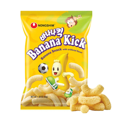 Nongshim Banana Kick Puff Snack - Crispy Corn Puff with Banana Flavor,