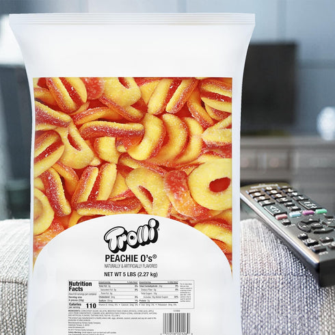 Gummy 5 Trolli Peachie O's Sour Rings Candy, Pound Bulk Bag