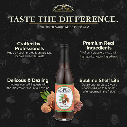 Liquid Alchemist Tamarind Syrup for Cocktails - Perfect Spicy Margarita Mix with Fresh Tamarind Puree - 12 oz