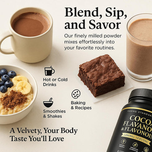 WHDEOW 7.05oz, High Flavanol Cocoa Powder Premium Cocoa Flavanols, Flavonoids & Epicatechin Blend for Supports