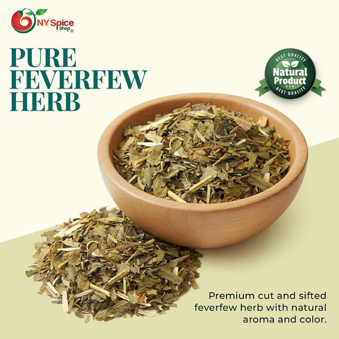 8 NY Spice Shop Feverfew Cut Sifted - Ounce Culinary Herb Ingredient - Tanacetum Parthenium Leaf - Traditional Cooking