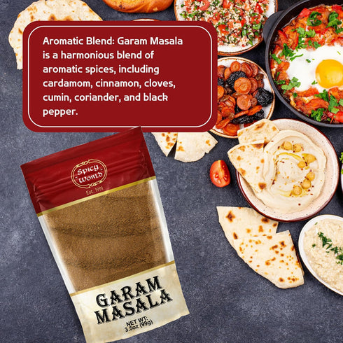 Spicy World 3.5 Oz Garam Masala Powder | Salt Free, Vegan | Indian Origin | Garam Masala Spice Powder