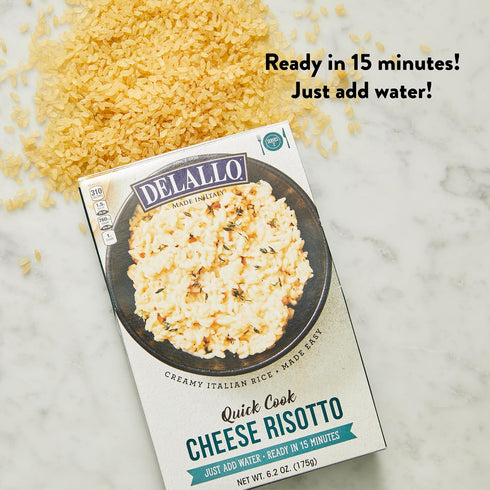 15 (3 Pack) DeLallo Quick Cook Cheese Risotto Rice Mix, Made in Italy, Ready in Minutes, Non-GMO, Authentic Italian