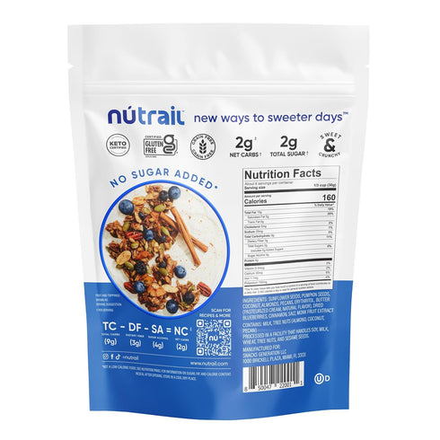 8 oz. 3 Count NuTrail Nut Granola Cereal, Blueberry Cinnamon, No Sugar Added, Gluten Free, Grain Free, Keto, Low Carb