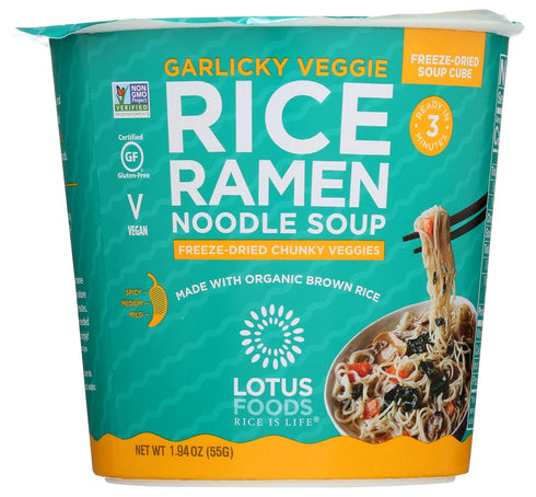 LOTUS FOODS Garlicky Veggie Rice Ramen Soup Cup, 1.94 OZ