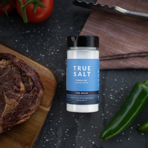 10.5 oz True Salt Fine Grain Salt - All Natural Sea Salt - Great for Keto, BBQs, Grilling, Baking, Soups, Rubs, Steak