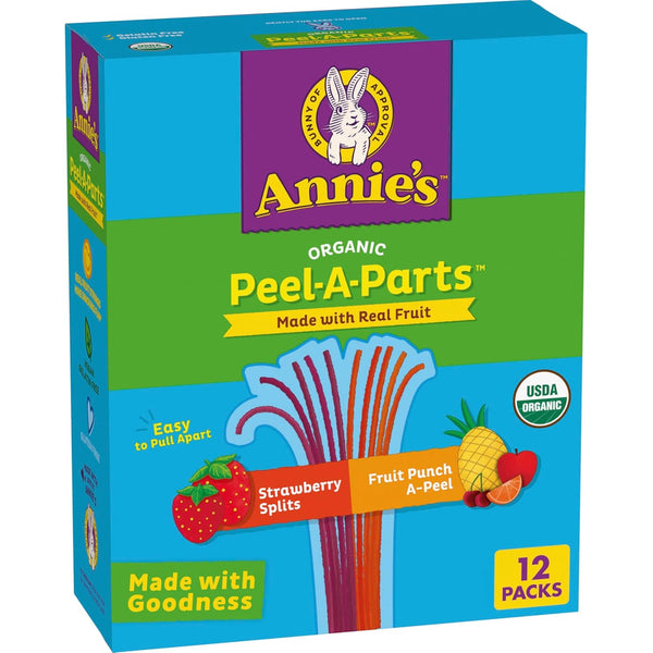 Annie's Organic Fruit Peel-A-Parts Fruit Flavored Snacks, Strawberry and Fruit Punch, Gluten
