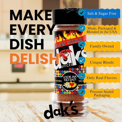 DAK's Spices Cajun Voodoo Blend, 100% Salt & Sugar Free Healthy Seasoning, Low Carb & Keto Friendly, 1.5 oz