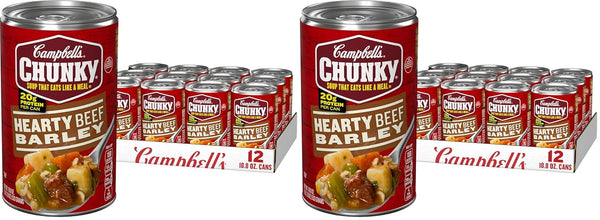 Campbells Chunky Soup, Hearty Beef and Barley Soup, 18.8 Oz Can (Pack