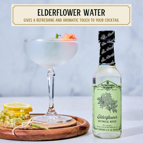 5 oz Fee Brothers Elderflower Botanical Water - Cocktail Mixer, Aromatic Spirit and Floral Flavoring Extract, fl
