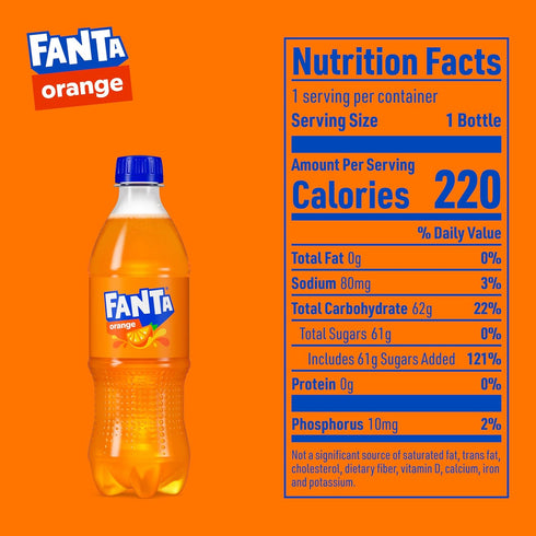 16.9 oz 6 Pack Fanta Orange Soda Soft Drink, fl Bottles