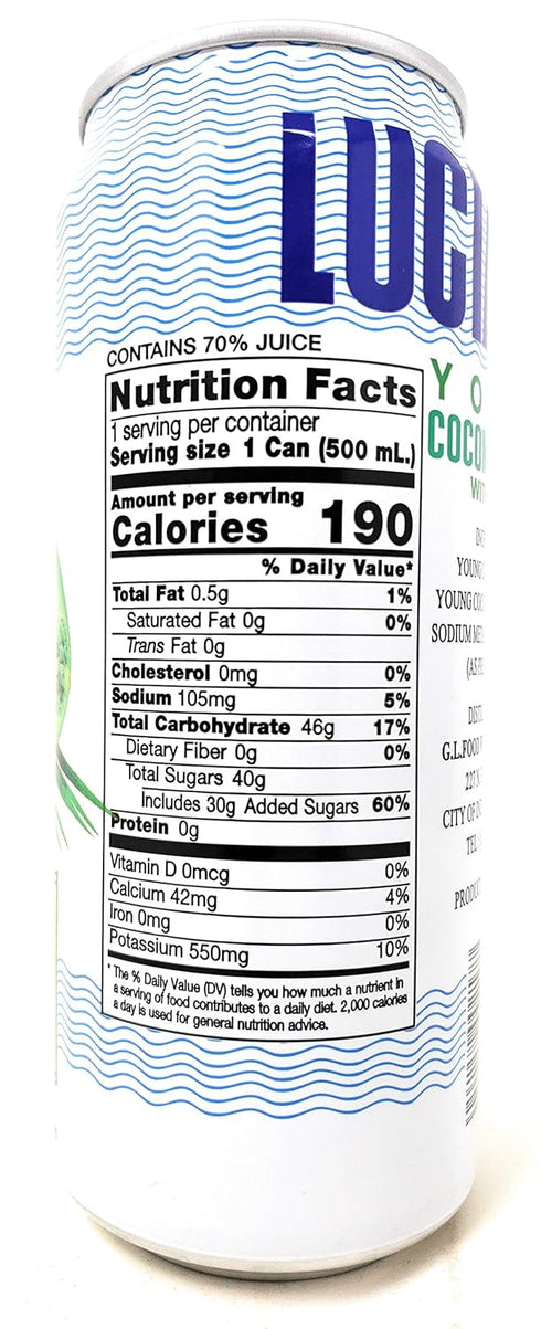 Lucia (6 Pack, 101.4fl.oz) Young Coconut Juice with Pulp Total