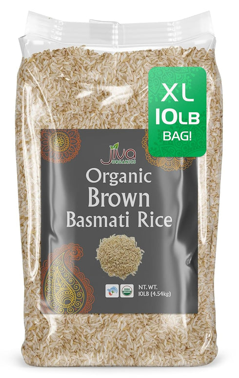 Jiva Organic Brown Basmati Rice 10 Pound Bag - Premium Quality from